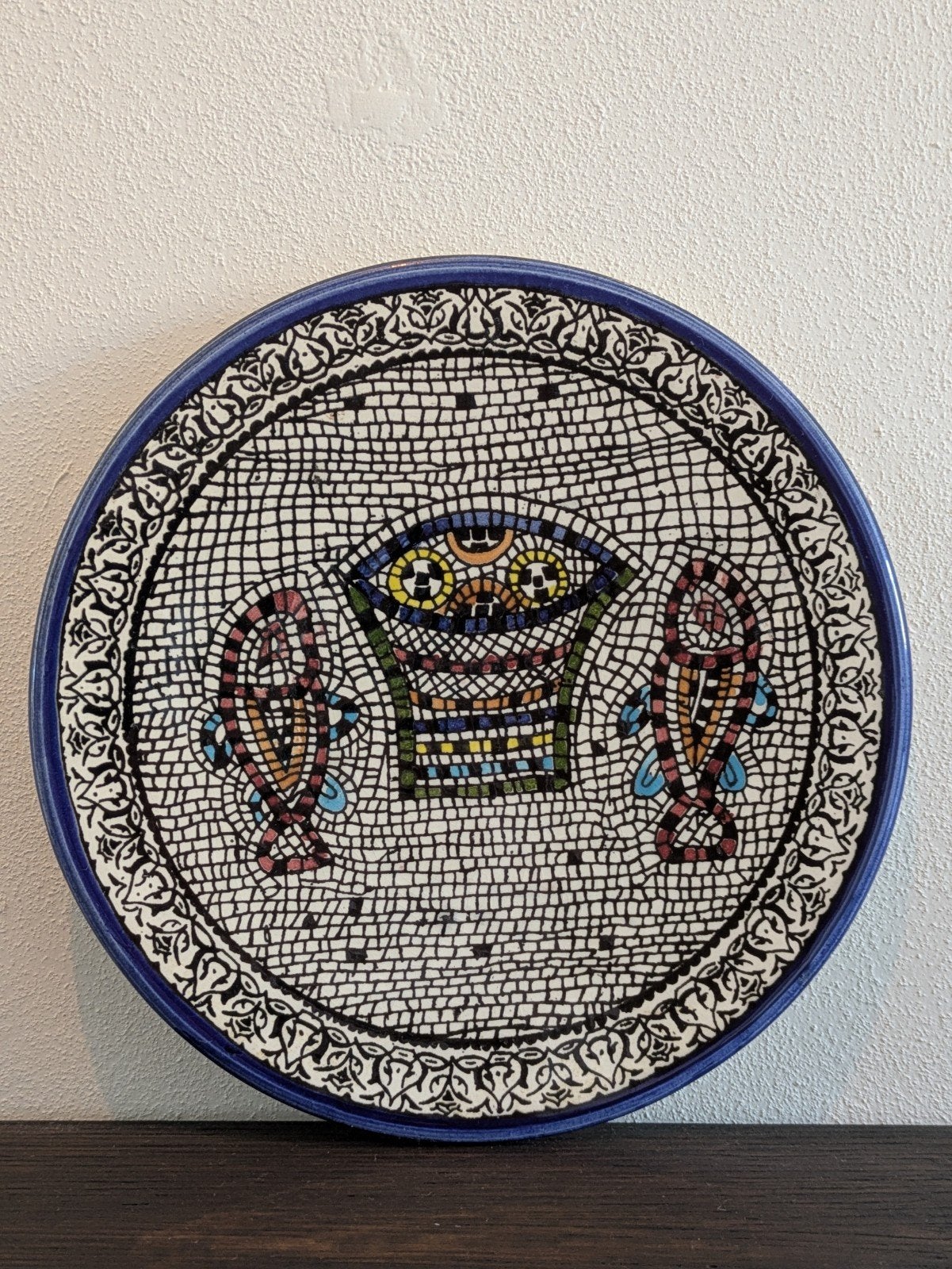 Decoratief Mozaïek Wandbord Bijbels patroon broden en vissen, Ophalen of Verzenden