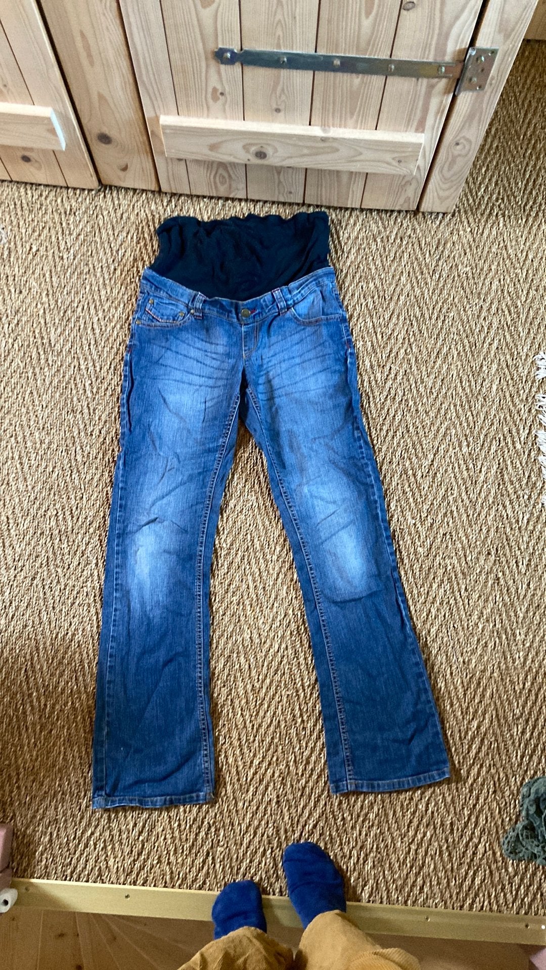 Positiebroek zwangerschap maat 36 denim, Blauw, Ophalen of Verzenden, Maat 36 (S), Gedragen