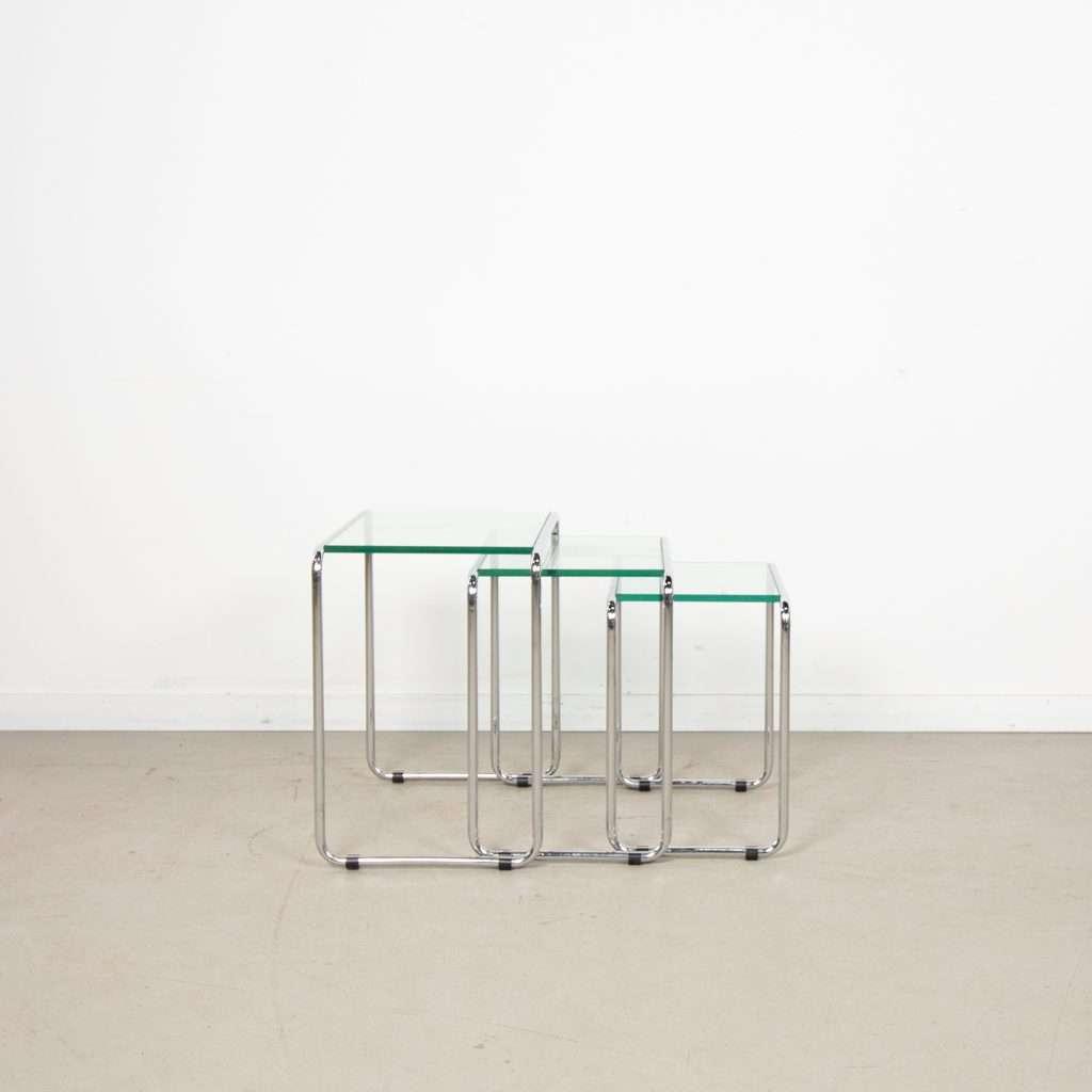 1x Gispen Dutch Originals Mimiset Bijzettafels Glas – Chroom, Minder dan 55 cm, Niet ingevuld, Rechthoekig, Niet ingevuld