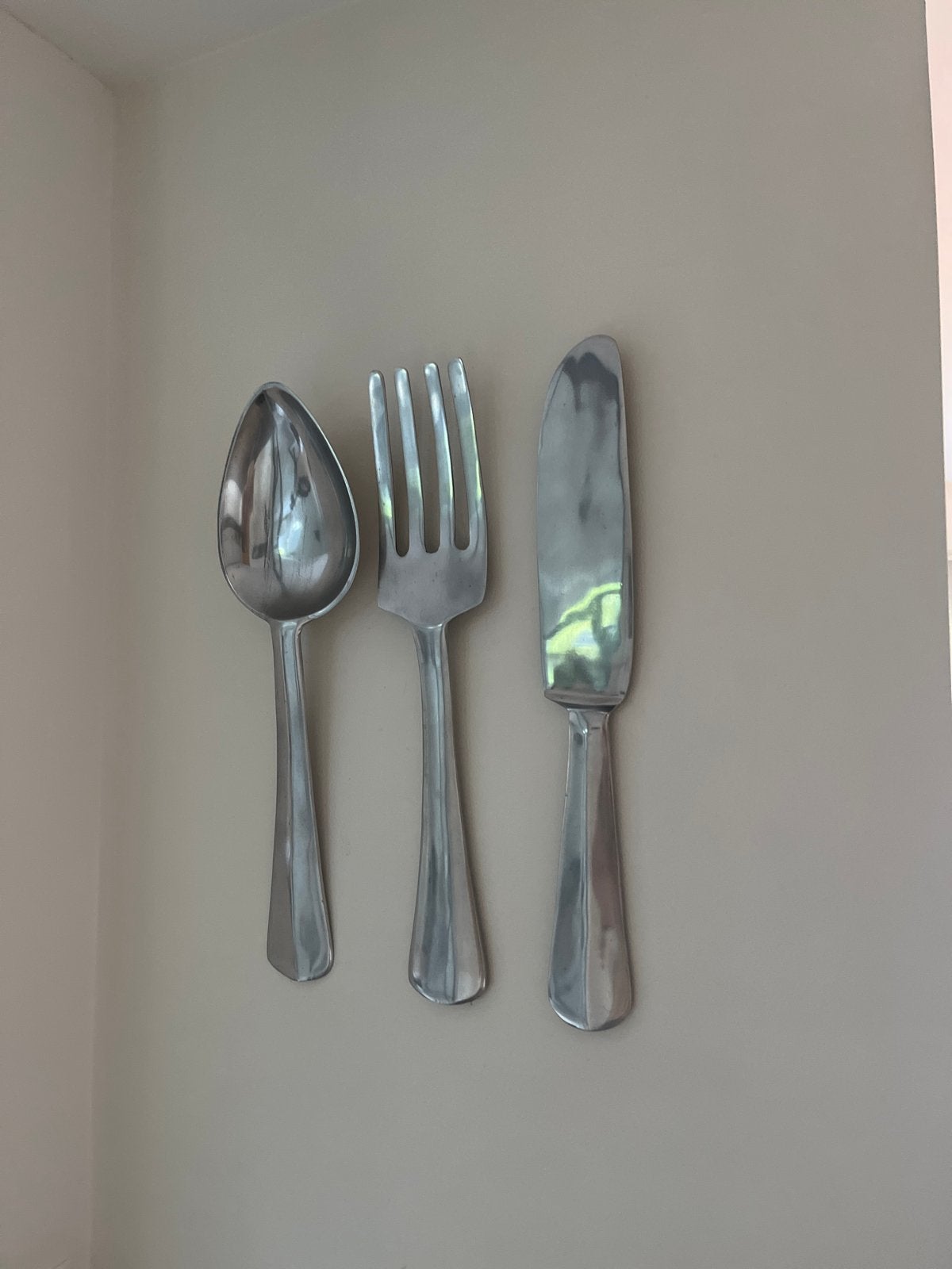 Wanddecoratie keuken: lepel, vork en mes van Loods5, Huis en Inrichting, Woonaccessoires | Wanddecoraties, Ophalen, Gebruikt, Metaal