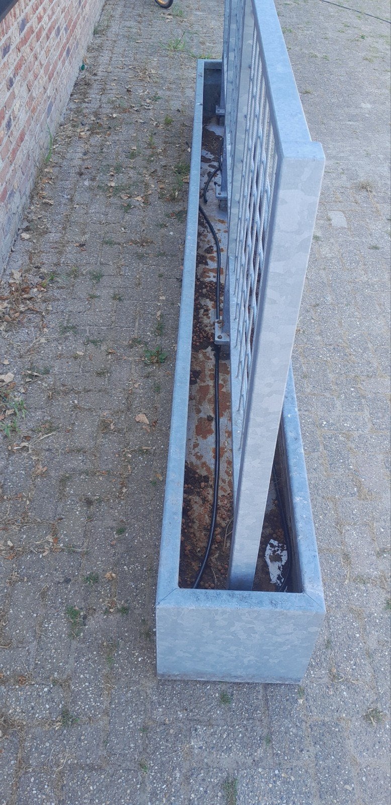 Bloembak thermisch verzinkt staal met klimoprek 40x40x425cm, Ophalen