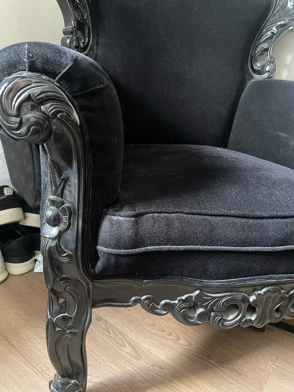 Barokke Zwarte Fauteuils- Elegante Klassieke Stoel, Ophalen, Gebruikt, Minder dan 75 cm, 75 tot 100 cm