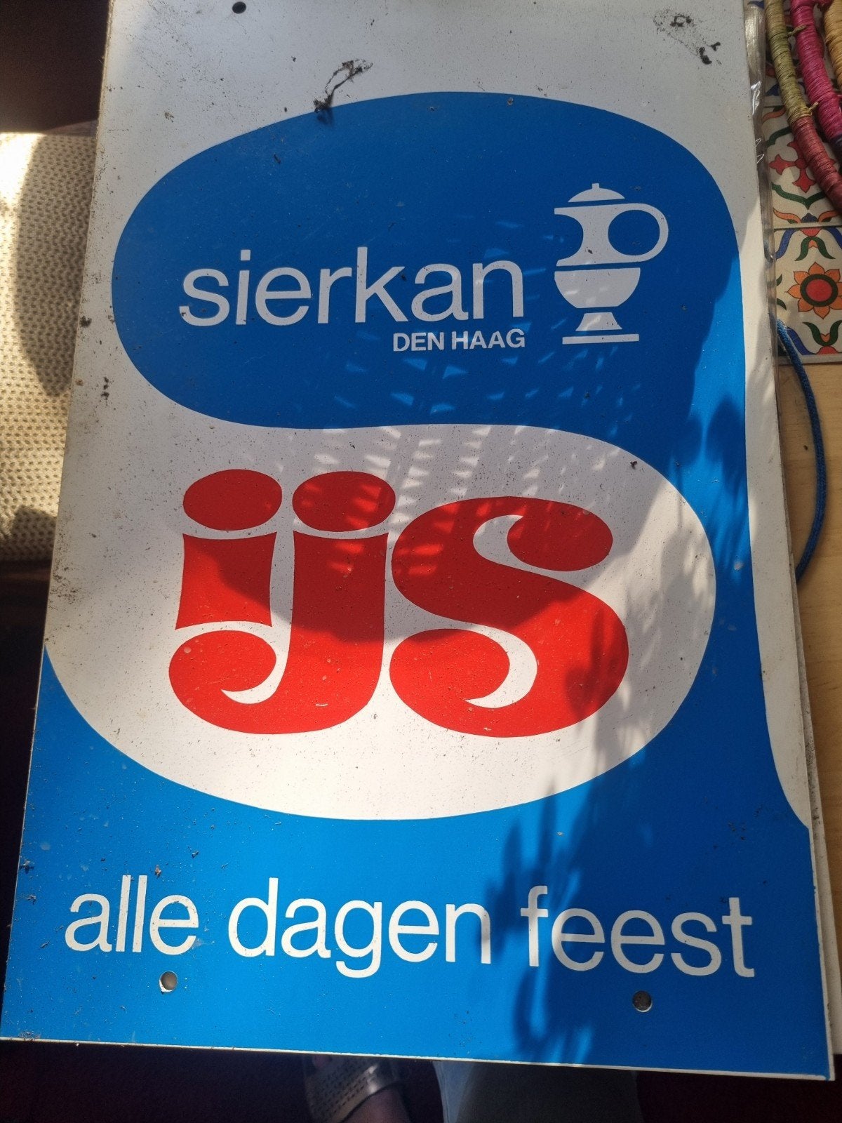 Vintage Sierkan Den Haag IJssalon Reclamebord, Ophalen