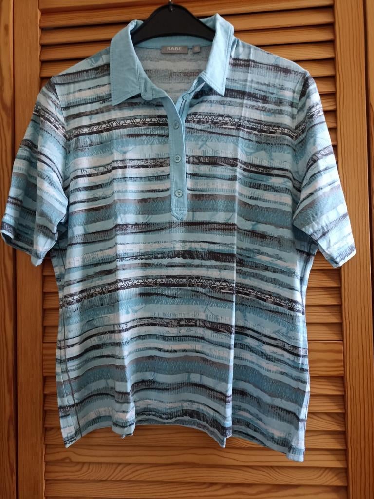 Rabe Polo Shirt Maat 48 Blauw/Wit/Zwart Gestreept, Kleding | Dames, Rabe, Blauw, Maat 46/48 (XL) of groter, Ophalen of Verzenden