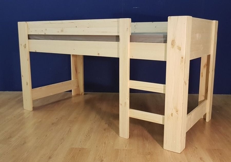 Massief houten (half) HOOGSLAPER nieuw vele hoogtes en maten, 90 cm, Ophalen of Verzenden, Stapelbed, Nieuw