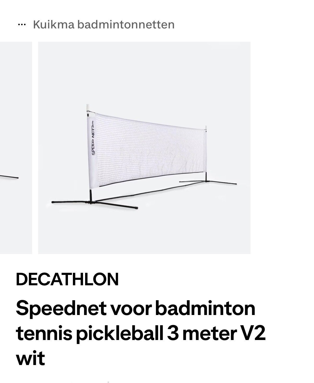 Badmintonnet - Speednet 3 meter V2 wit, Sport en Fitness, Badminton, Ophalen of Verzenden, Nieuw, Overige typen