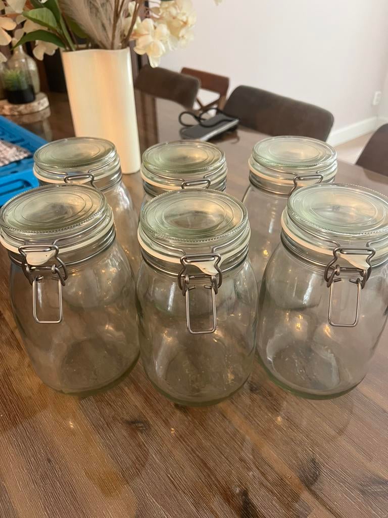 Ikea 1 liter  voorraad potten 6x, Ophalen, Zo goed als nieuw, Glas, Pot, Bus of Blik