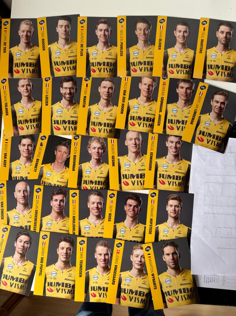 27 Jumbo-Visma wielrenner fotokaarten (Wout van Aert, Vingeg, Verzenden