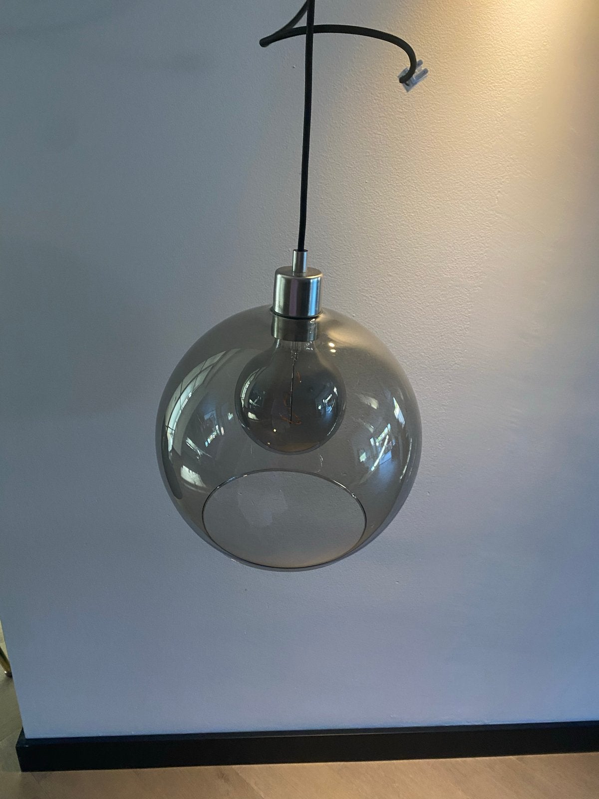 IKEA SKAFTET hanglamp met glazen kap, Ophalen, Zo goed als nieuw, Glas, E27 (groot)