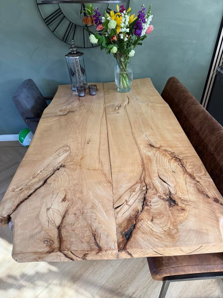 Boomstam tafel, Ophalen, Gebruikt, 100 tot 150 cm, Vijf personen of meer