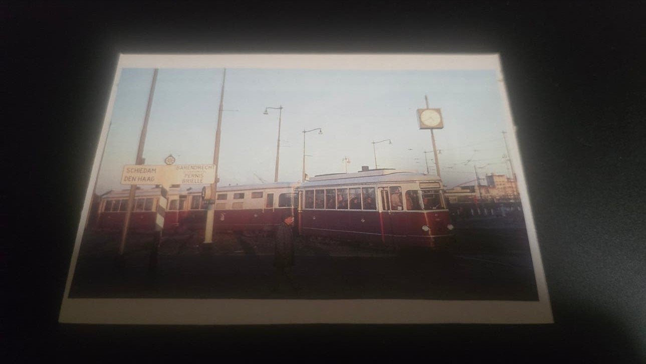 Afbeelding: RTM tram in Rotterdam (1965), Verzamelen, Ophalen of Verzenden, Gebruikt, Tram, Kaart of Prent