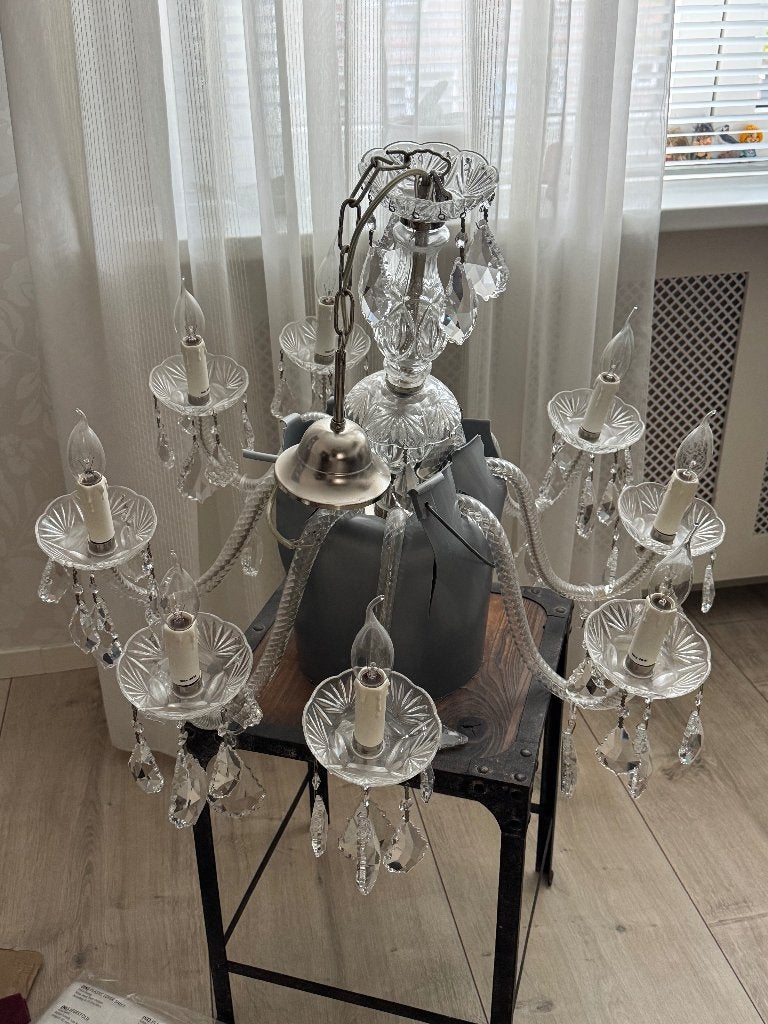Kroonluchter, Ophalen, Zo goed als nieuw, Glas, E14 (klein)