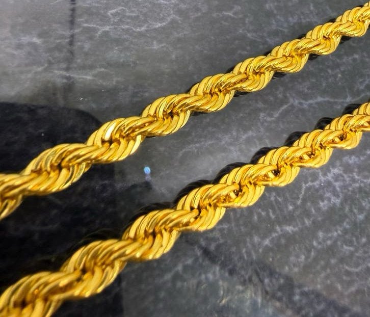 Prachtige 14k rope ketting 65 cm 5 mm met 21k kleur, Ophalen of Verzenden, Nieuw, Goud, Goud