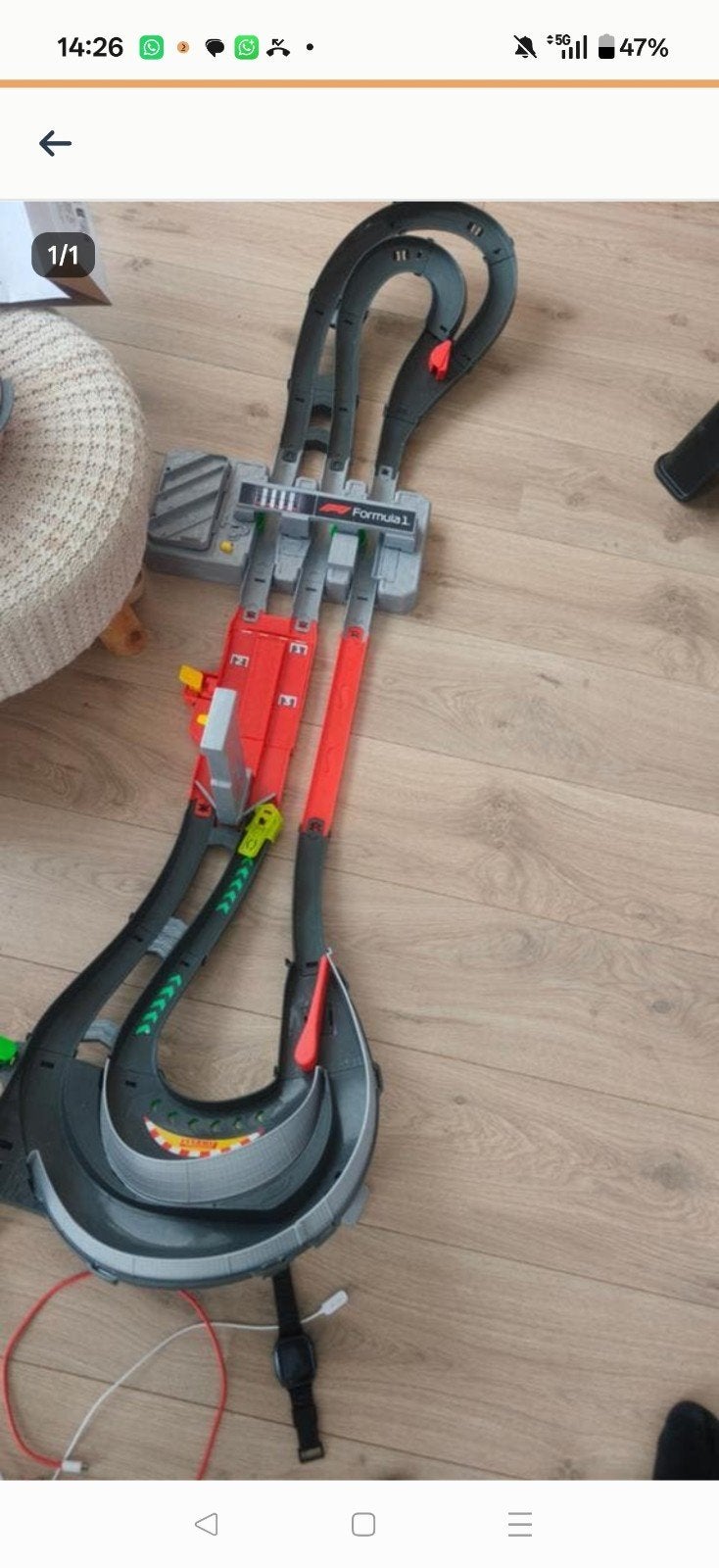Hot Wheels F1 race baan 2 x gespeeld, Ophalen, Zo goed als nieuw, Handmatig, Hot Wheels