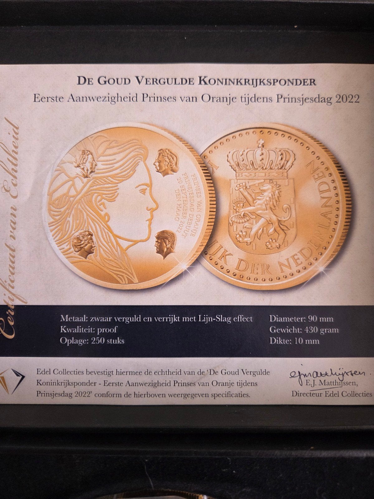 Goud Vergulde Koninkrijksponder Prinsjesdag 2022, Postzegels en Munten, Munten | Nederland, Koningin Beatrix, Losse munt, Goud