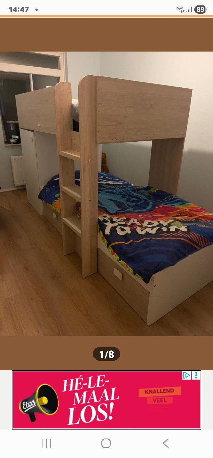 Mooi stapelbed met opbergruimte voor kinderkamer, Ophalen, Gebruikt, 90 cm, 160 tot 180 cm
