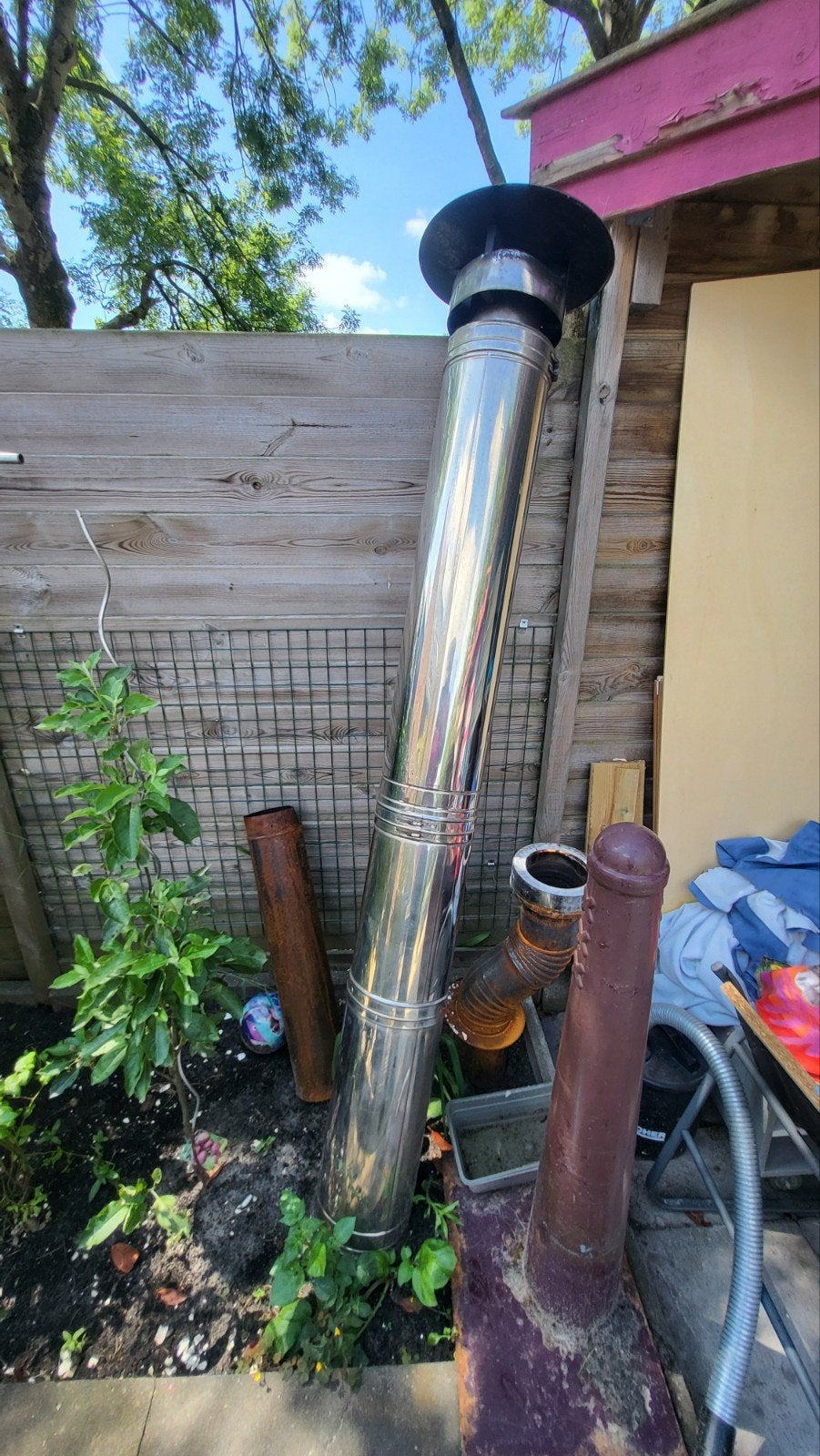RVS Dubbelwandige Kachelpijp ø22cm, Ophalen, Gebruikt