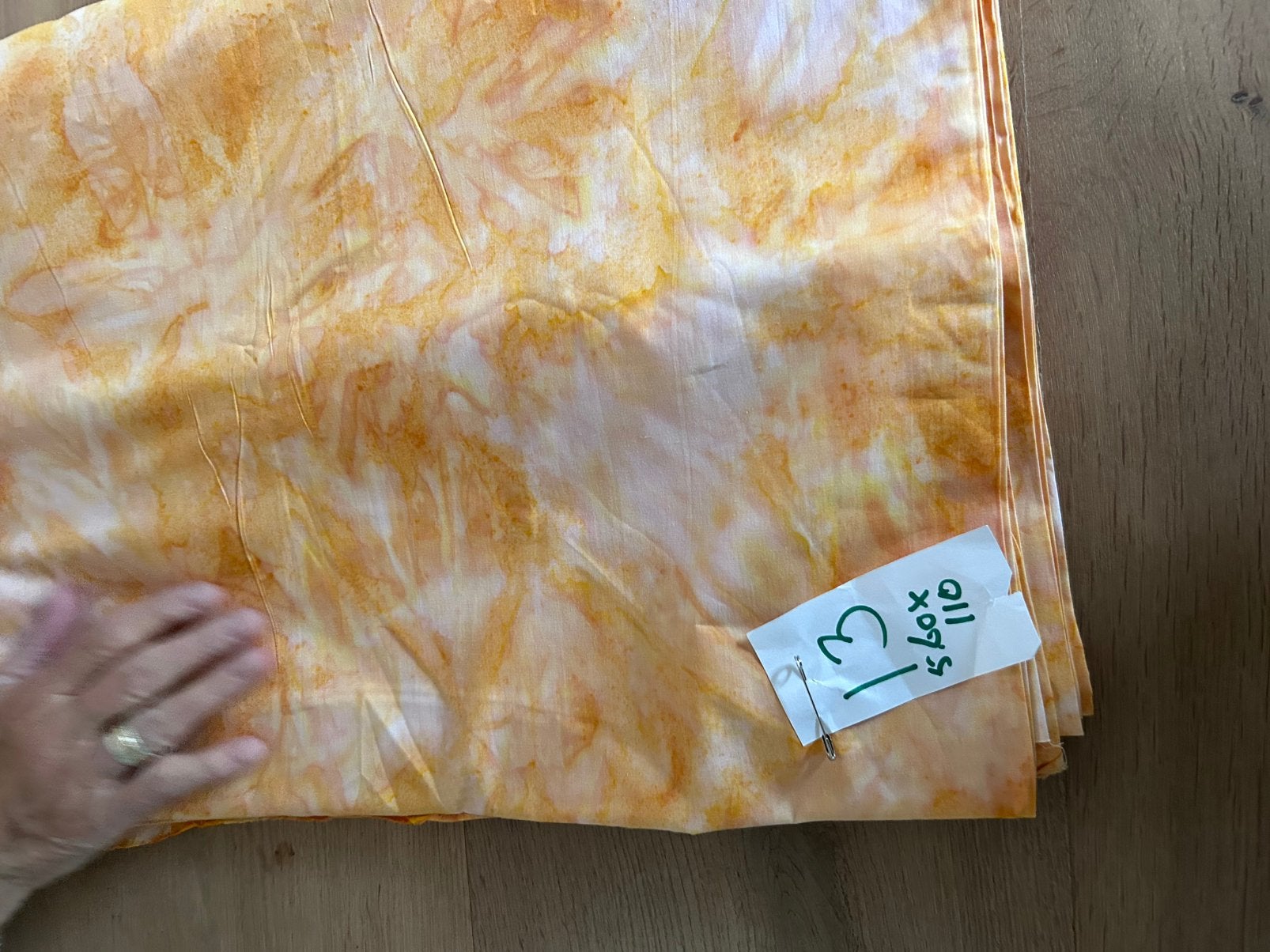 Oranje/wit batik quiltstof - nummer 13, Overige materialen, Meerkleurig, Ophalen of Verzenden, Zo goed als nieuw