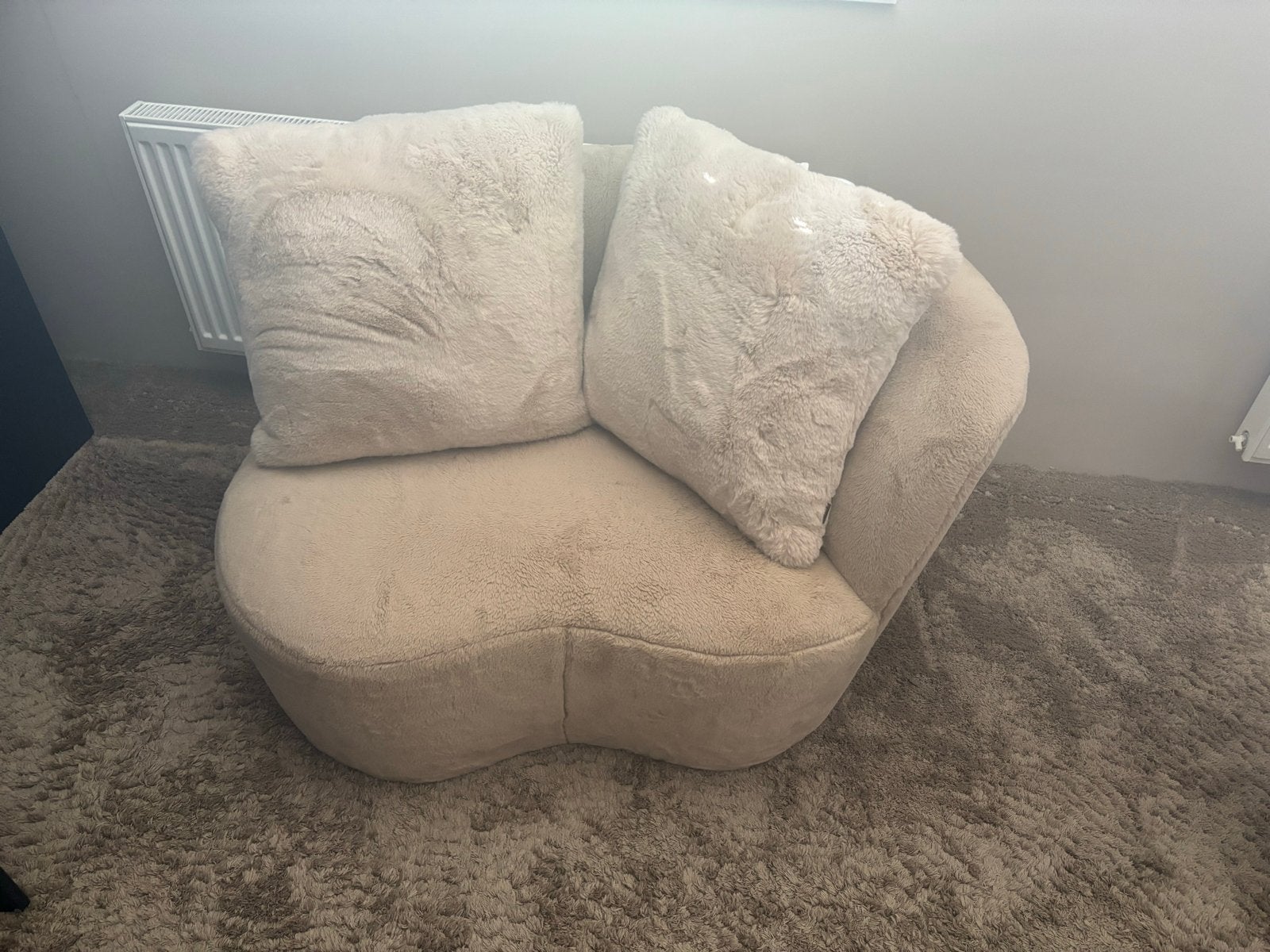 Crème Bouclé Fauteuil - Zo goed als nieuw, Ophalen, Zo goed als nieuw, Stof, 75 tot 100 cm