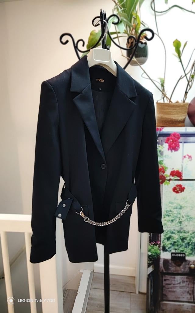 Maje wollen blazer met ketting detail, Maat 38/40 (M), Zwart, Ophalen of Verzenden, Maje