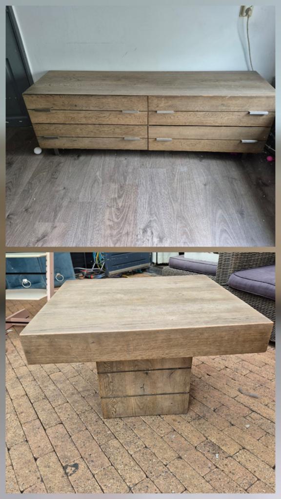 Tvmeubel en salontafel set, Ophalen, Gebruikt, 25 tot 50 cm, Minder dan 100 cm