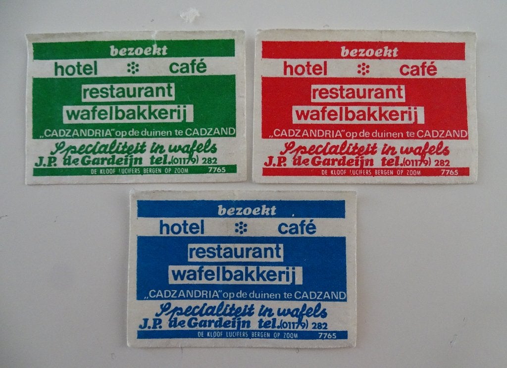 Hotel Café Rest   WAFELBAKKERIJ   Cadzandria    CADZAND, Verzamelen, Verzenden, Gebruikt, Luciferdoosjes of -merken
