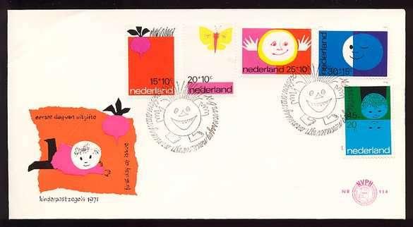 Nederland FDC E114 Zonder Adres, Kinderpostzegels 1971, Postzegels en Munten, Ophalen of Verzenden, Onbeschreven, Nederland