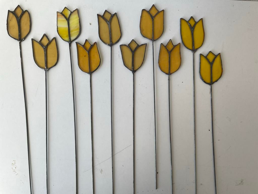 Set van 10 Gele Glas-in-lood Tulpen, Ophalen of Verzenden, Nieuw