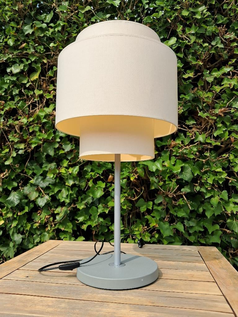 Design tafellamp met 3 kappen hoogte 75 cm, Ophalen, Gebruikt, Metaal