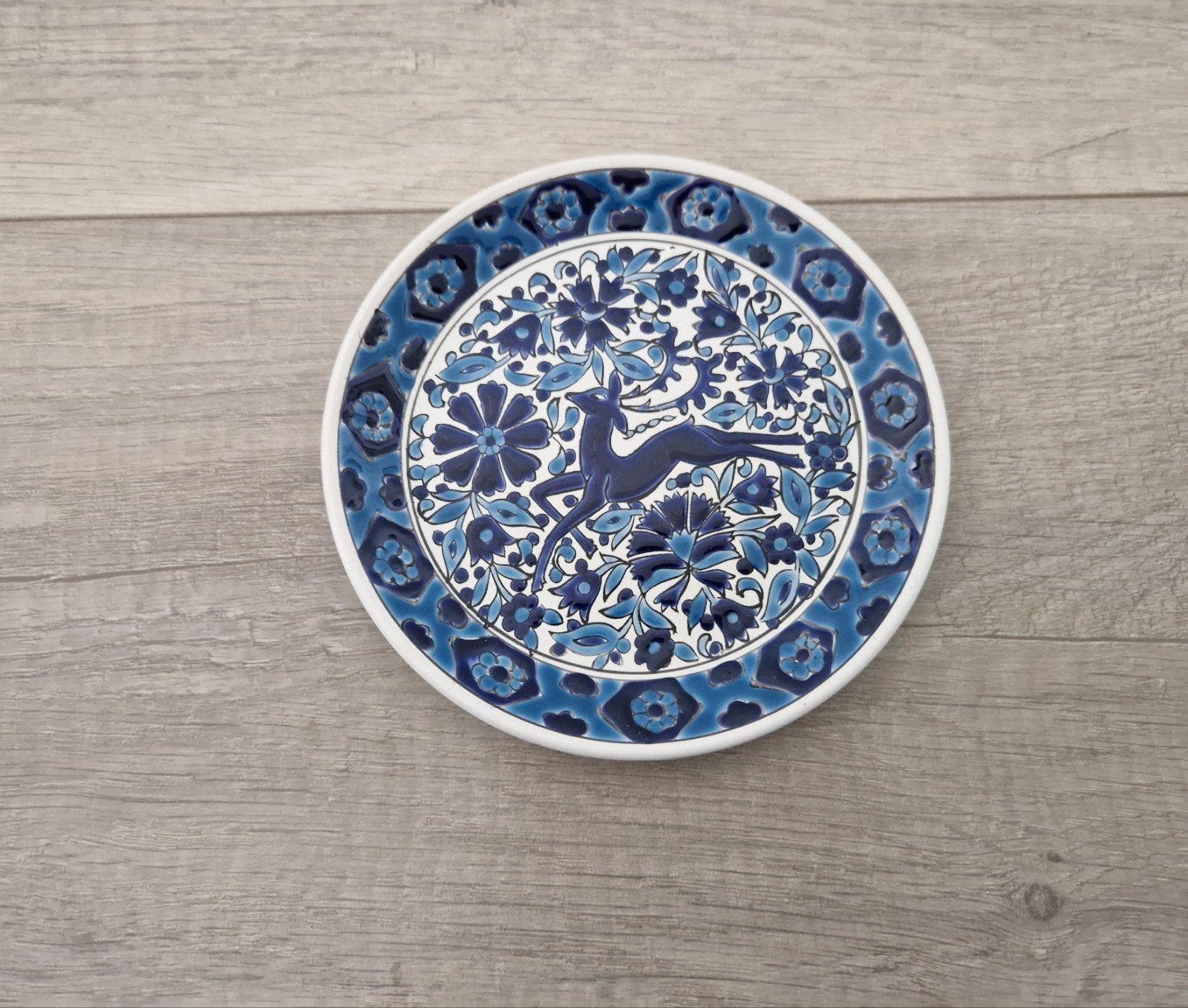 wanddecoratie wandbord Griekenland blauw hert nassos vintage, Ophalen of Verzenden