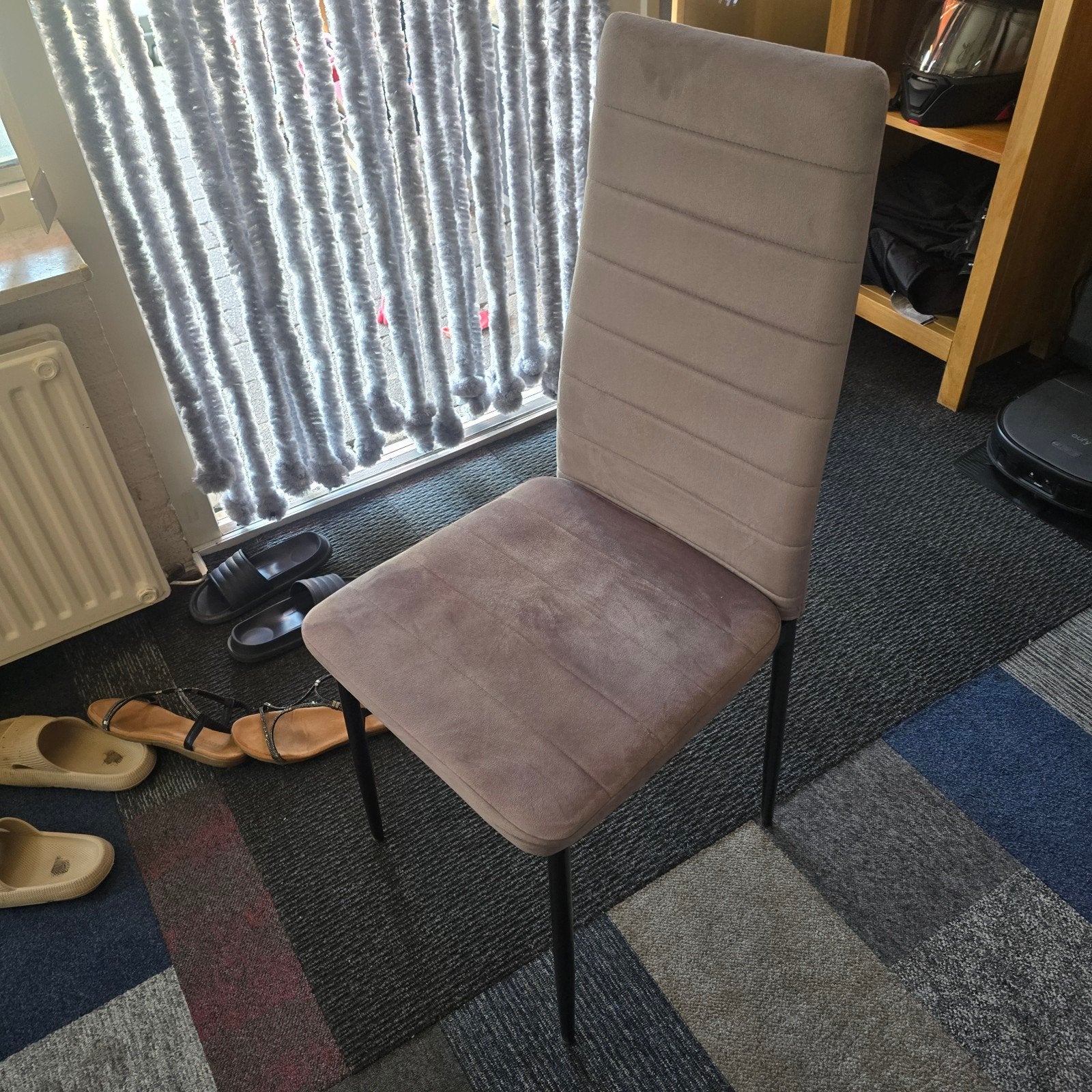 Comfortabele eetkamerstoel - Grijs stof 8x, Huis en Inrichting, Stoelen, Ophalen, Gebruikt, Stof, Eén