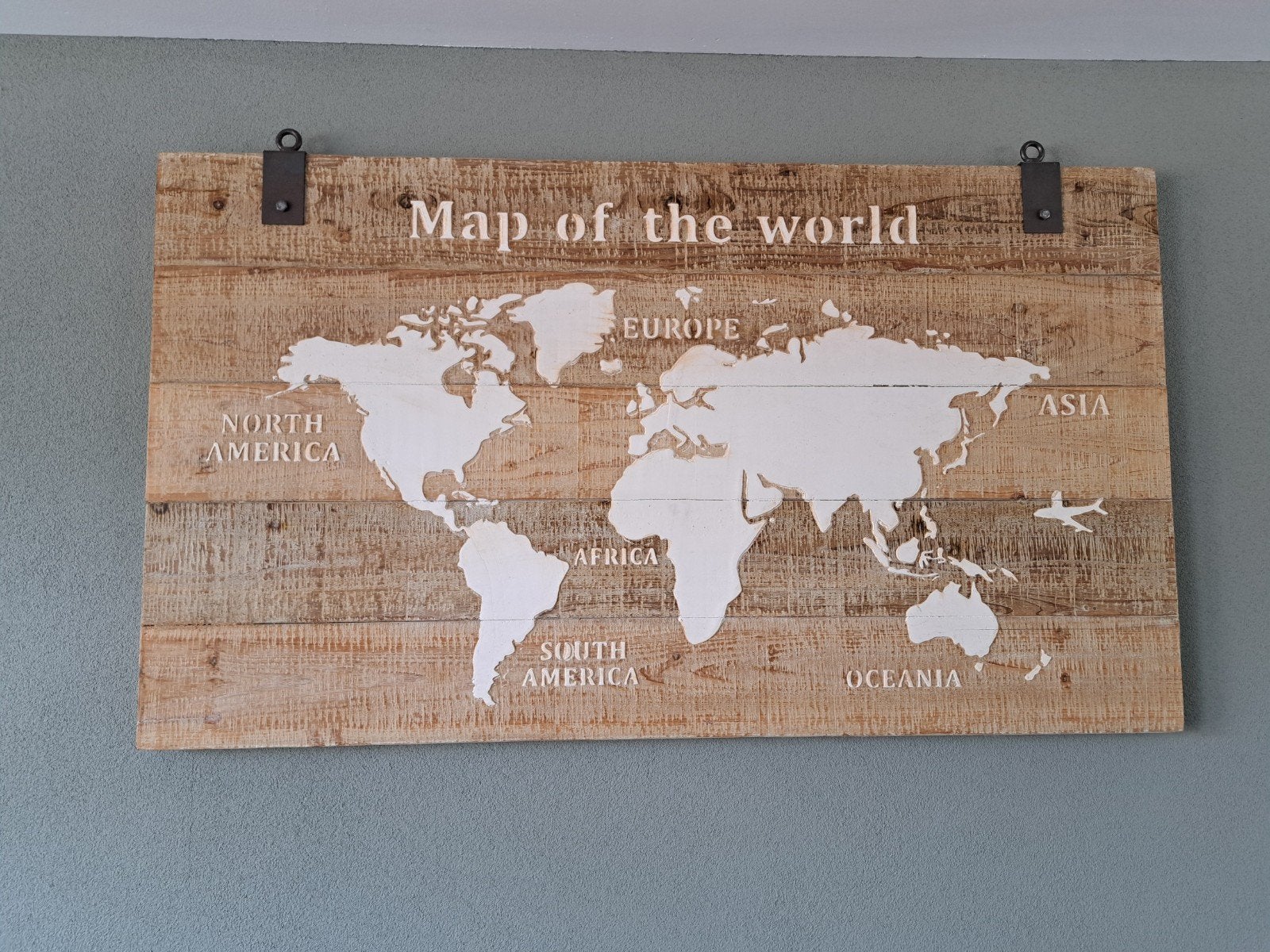 Houten wereldkaart wanddecoratie map of the world, Ophalen, 140 cm, Meerkleurig, Zo goed als nieuw