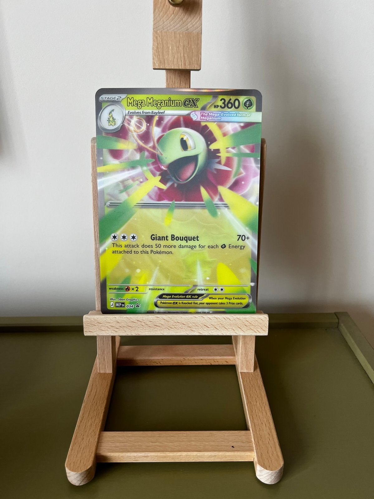 Jumbo Mega Meganium EX 360 HP Pokémon kaart, Ophalen of Verzenden, Zo goed als nieuw, Losse kaart, Foil