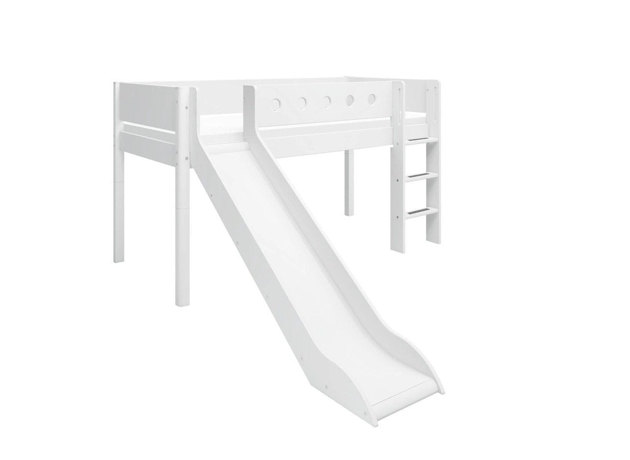 Ophoogset flexa white met glijbaan en ladder (zonder bed), Ophalen, Gebruikt, 90 cm, Eenpersoons