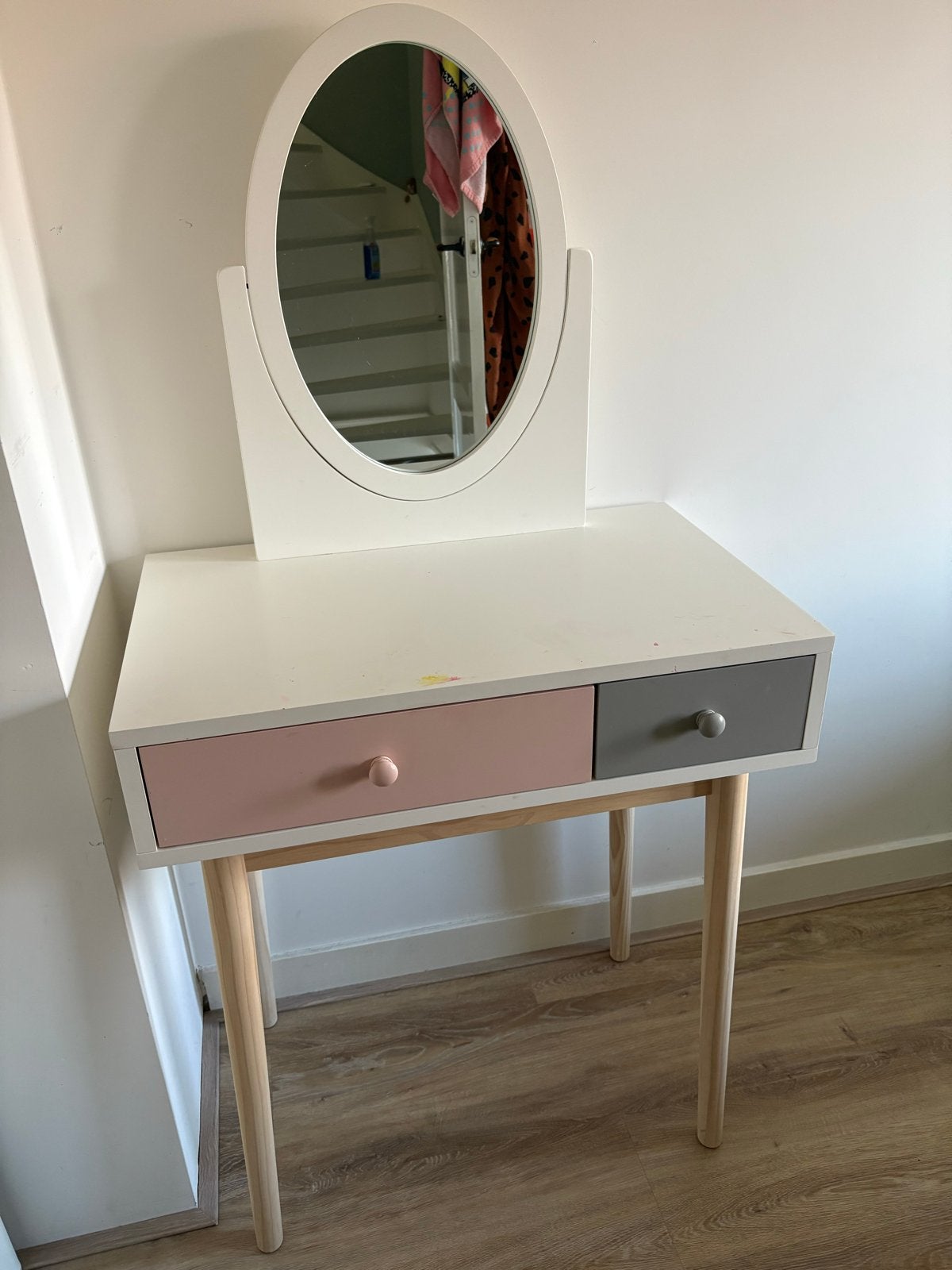 Kaptafel met beweegbare spiegel en lades, Ophalen, Gebruikt, Hout