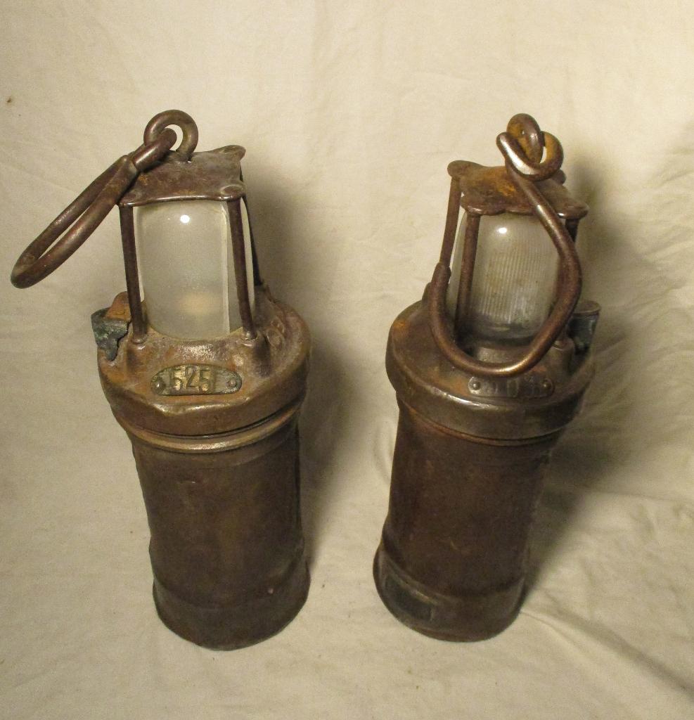 2x antiek mijnwerkers lampen van brons, Ophalen of Verzenden