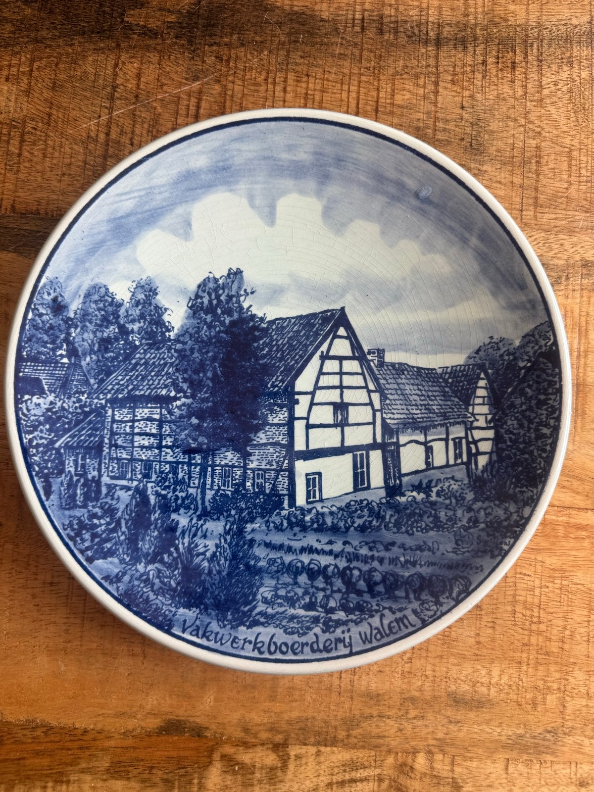 Delfts Blauw Wandbord - Vakwerkboerderij Walem, Ophalen of Verzenden