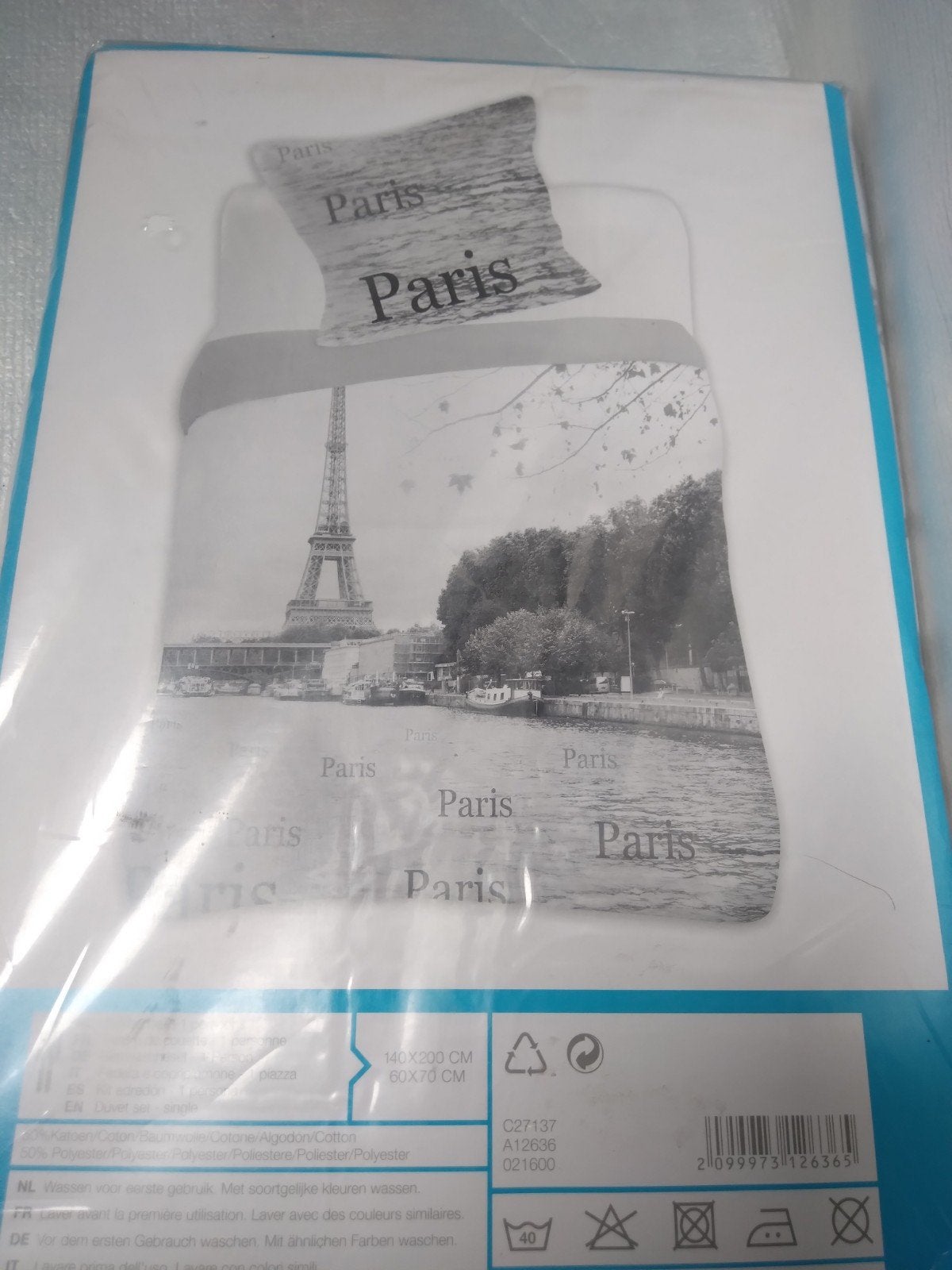 Dekbedovertrek "Paris" nieuw, Ophalen, Nieuw, Eenpersoons, Dekbedovertrek