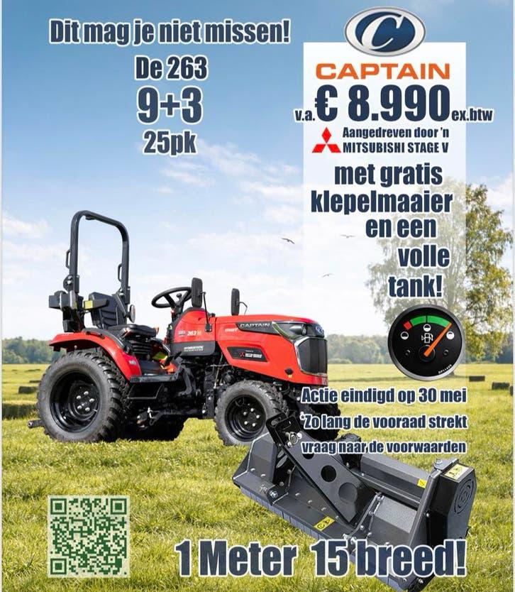 Captain 263 GRATIS klepelmaaier! mini trekker mini tractor, Overige merken, Gebruikt, Tot 2500, Ophalen of Verzenden