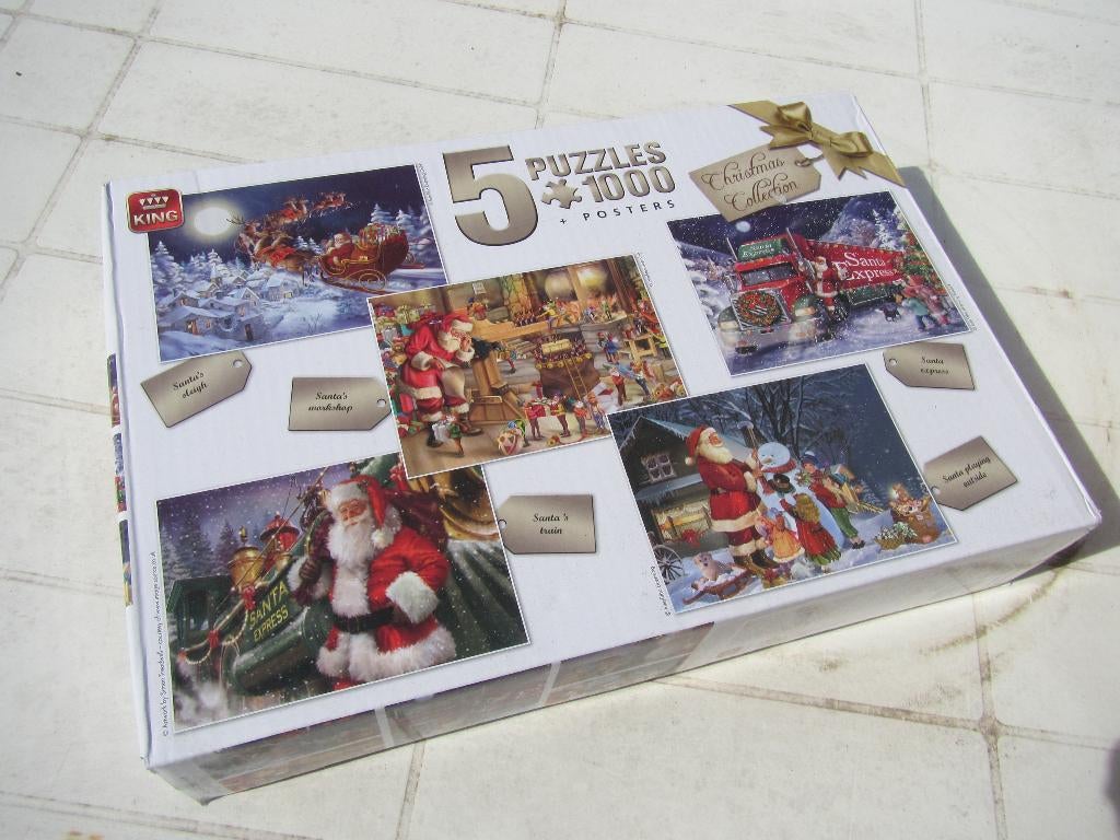 King PUZZELS 5x 1.000 stukjes Kerstmis, Hobby en Vrije tijd, Denksport en Puzzels, Verzenden, 500 t/m 1500 stukjes, Zo goed als nieuw