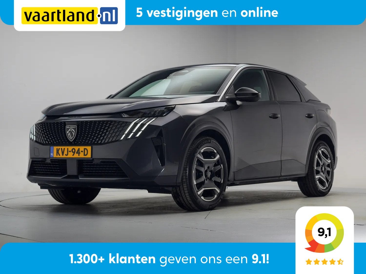 Peugeot E-3008 Allure 73 kWh SOH 96,5% [ Navi Apple/Android, Auto's, 0 cilinders, Zwart, Leder, Parkeersensor