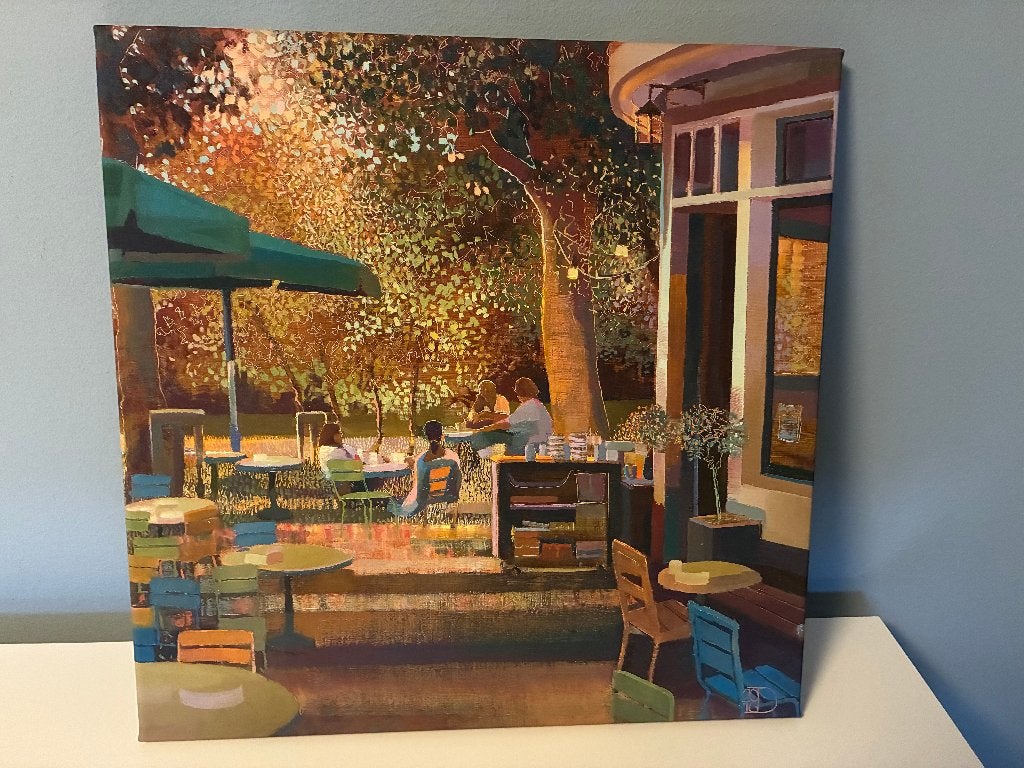 Ton Dubbeldam Giclée 'Zomeravond Noorderplantsoen', Antiek en Kunst, Kunst | Schilderijen | Modern, Ophalen, Giclée, Op houten frame