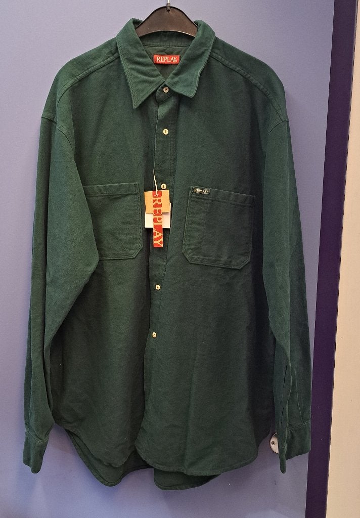 Replay donker groen overhemd nieuw dik materiaal XXL 50063, Kleding | Heren, ., Nieuw, Replay, Ophalen of Verzenden