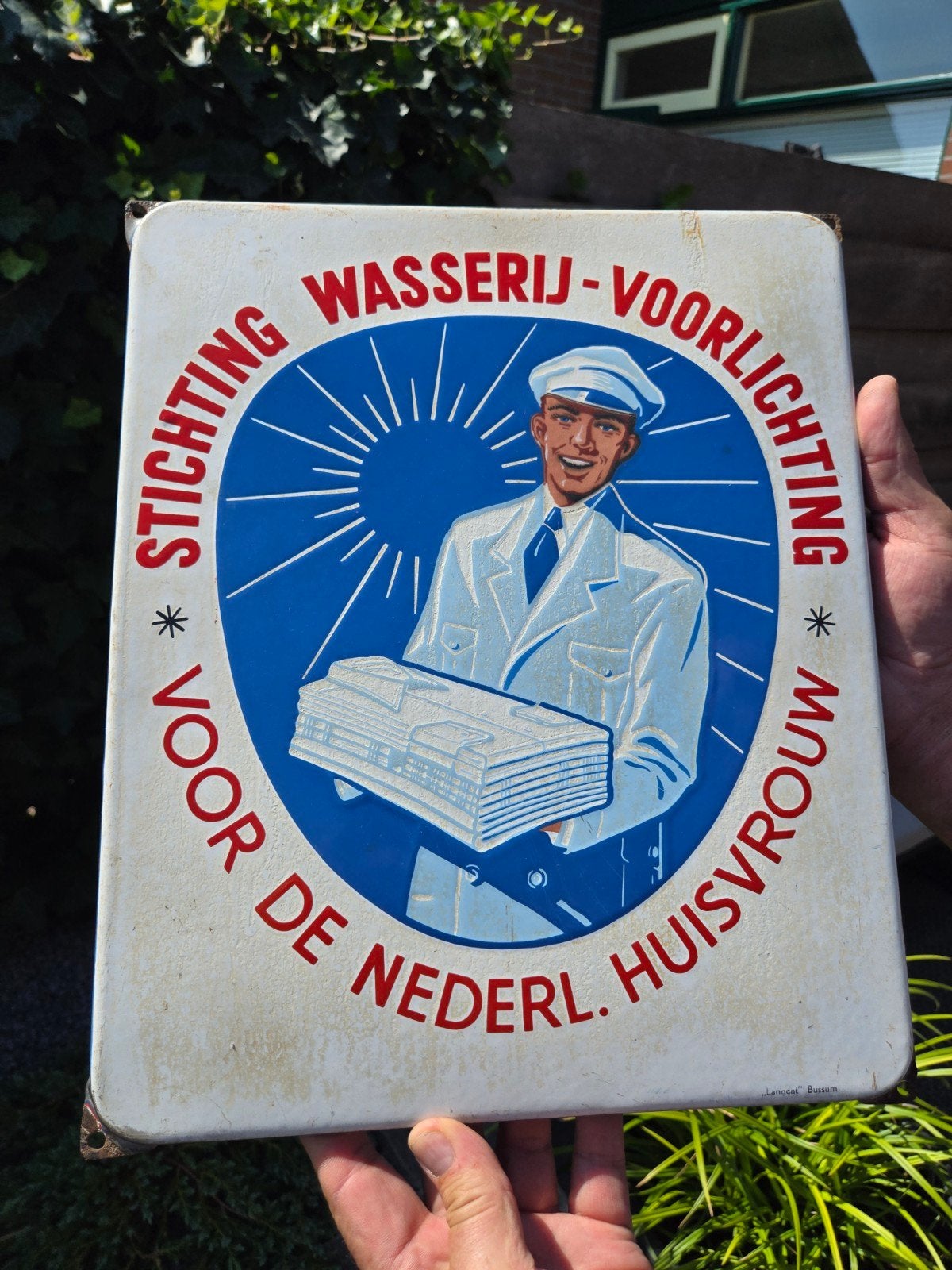 Emaille Reclamebord Stichting Wasserij-Voorlichting, Ophalen of Verzenden