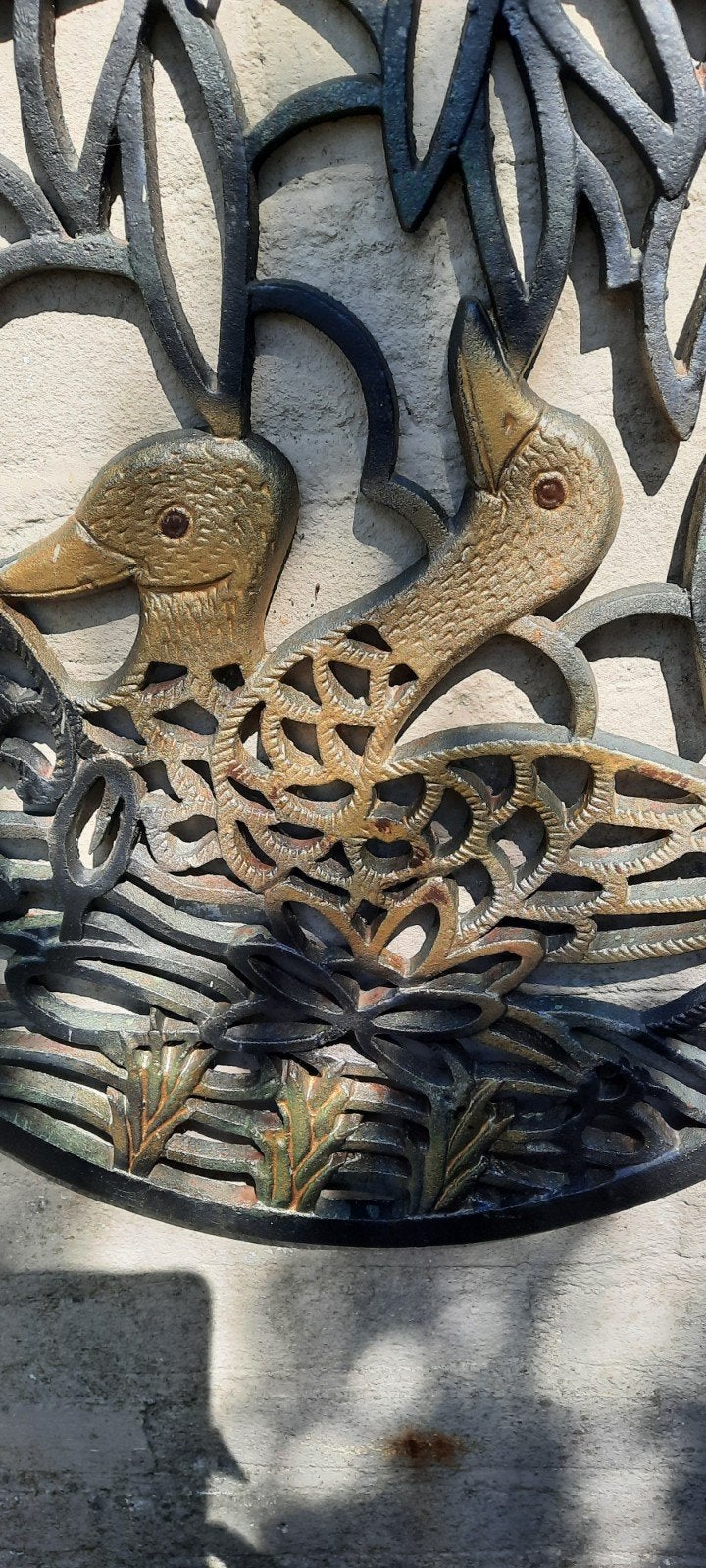 Decoratieve metalen wanddecoratie met eenden, Ophalen of Verzenden, Nieuw, Metaal, Dierenbeeld