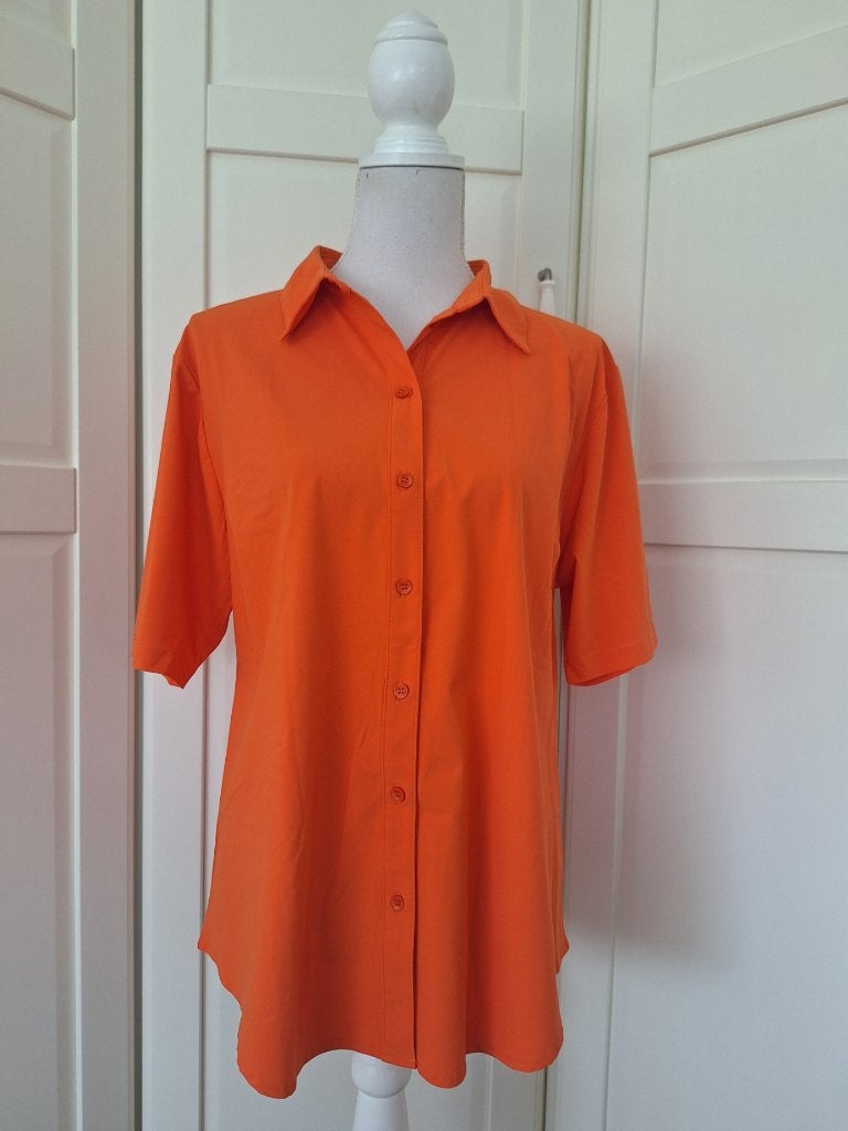 Nicolette Kluijver nieuwe oranje travelstof blouse XXL, Maat 46/48 (XL) of groter, Nieuw, Oranje, Nicolette Kluijver