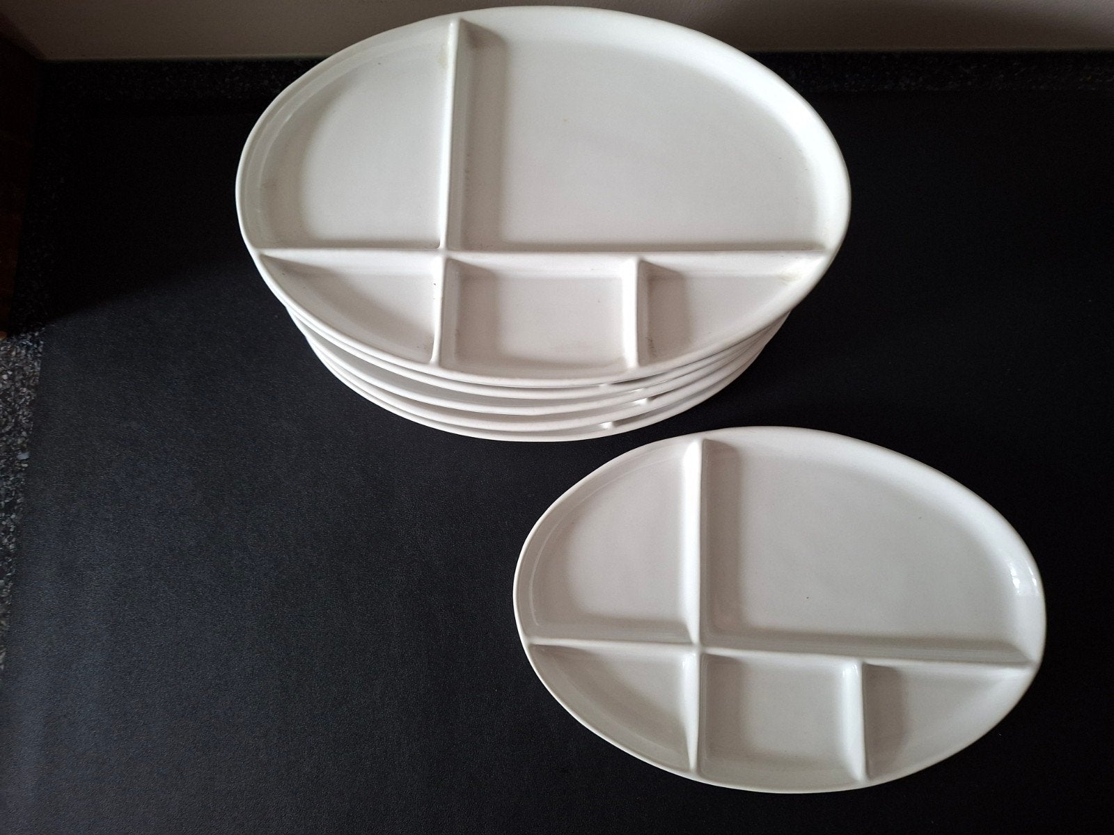 6 Witte Gourmet Borden - Perfect voor een Gezellige Avond, Ophalen, Gebruikt, Keramiek, Bord(en)