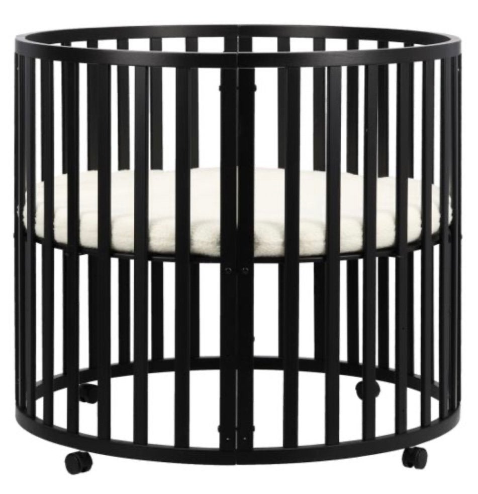 Puck ronde box zwart - inclusief matras en rond boxkleed, Kinderen en Baby's, Boxen, Ophalen, Zo goed als nieuw, Rond, In hoogte verstelbaar