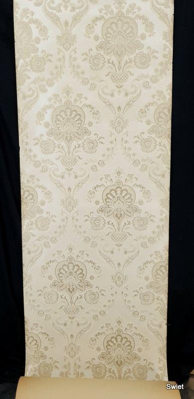 13515 Echt vintage velours flock velvet behang wallpaper, Ophalen of Verzenden, Minder dan 10 m², Wit