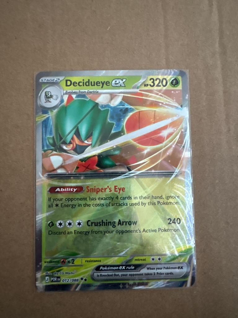 Pokémon Decidueye ex HP320 Kaart - Zeldzaam, Ophalen of Verzenden, Zo goed als nieuw, Losse kaart